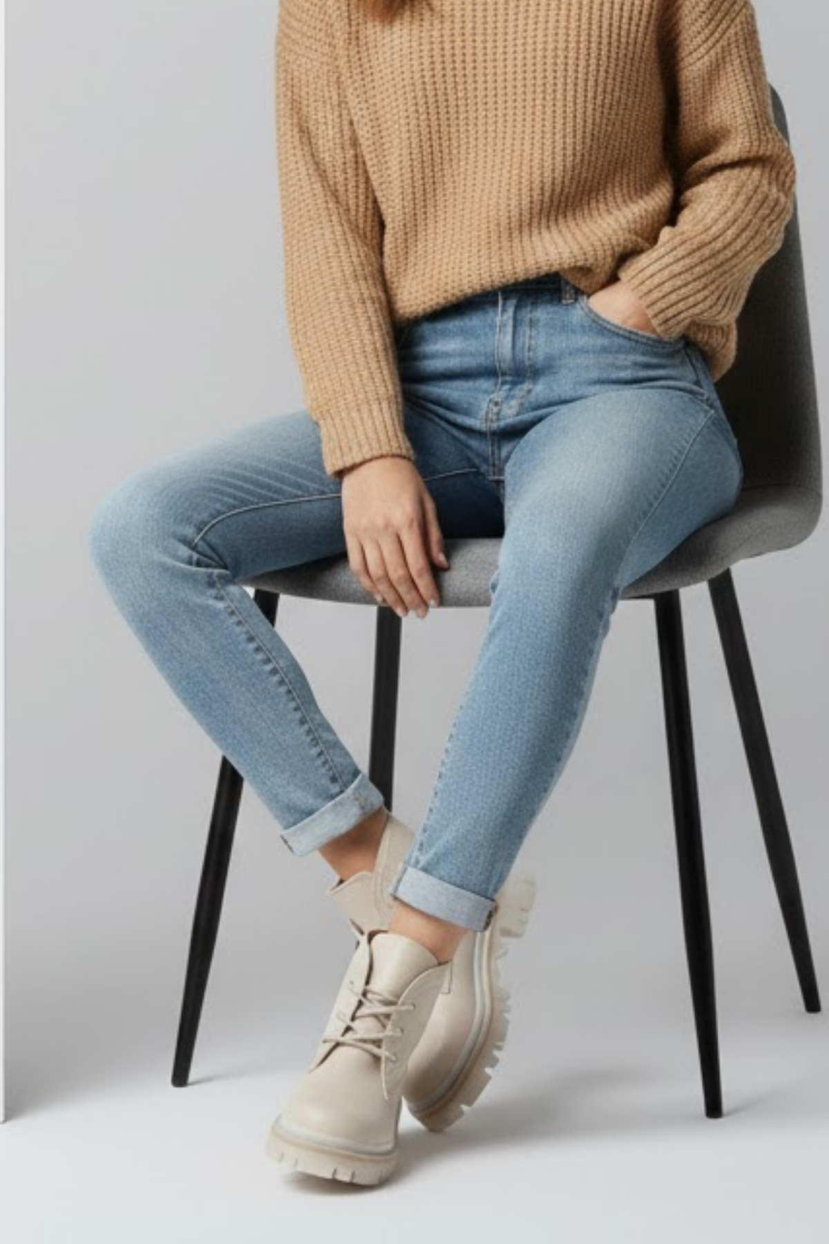 Fonsi Kadın Cilt Kalın Taban Bej Bot