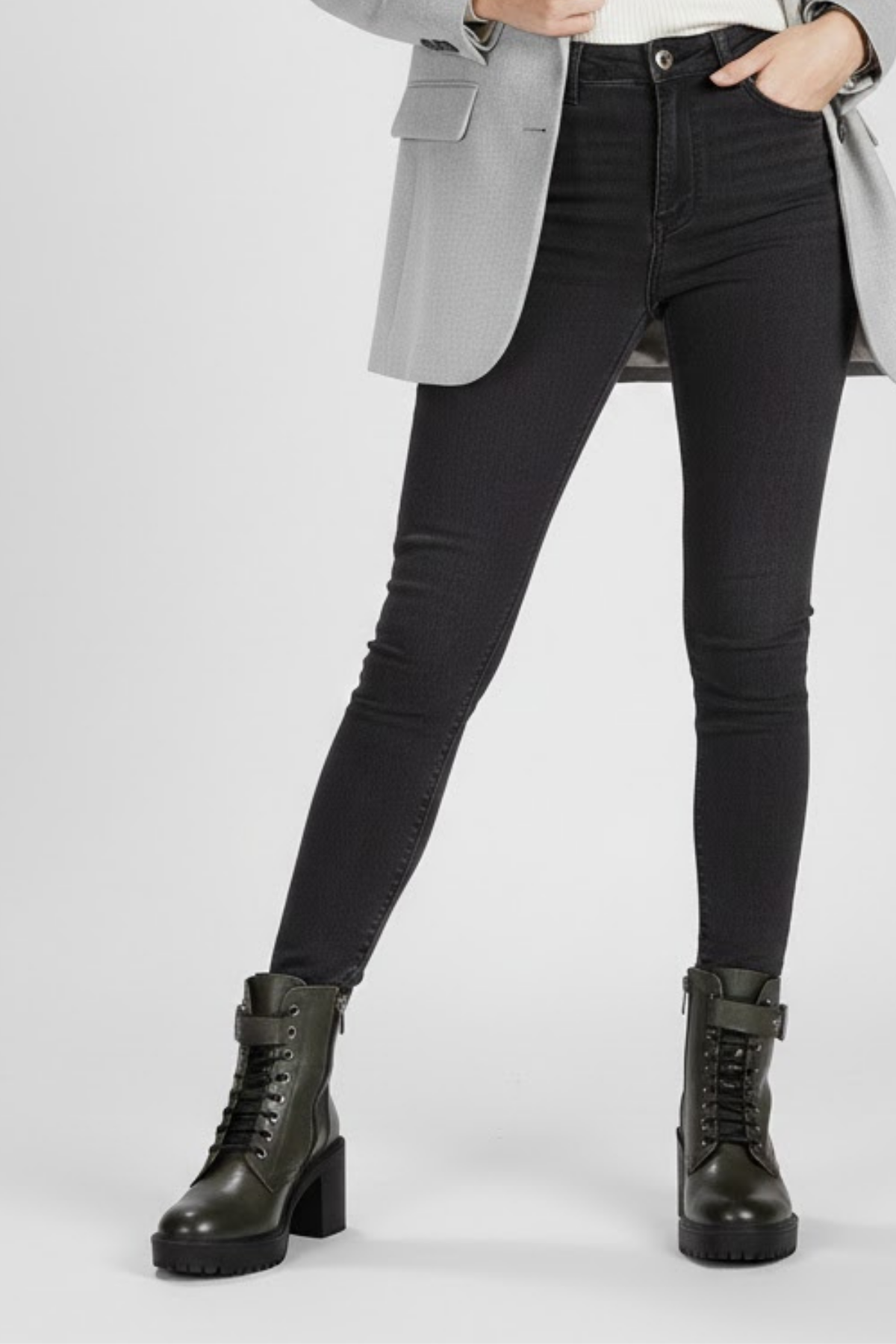 Galsu Kadın Hakiki Deri Yeşil Kalın Topuklu Bot