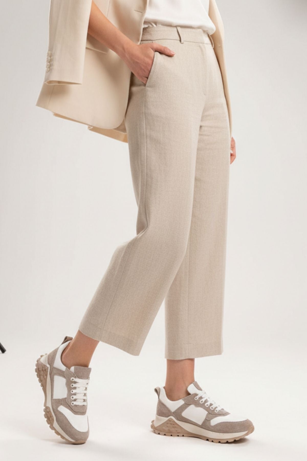 Salfas Kadın Hakiki Deri Bej Spor Ayakkabı