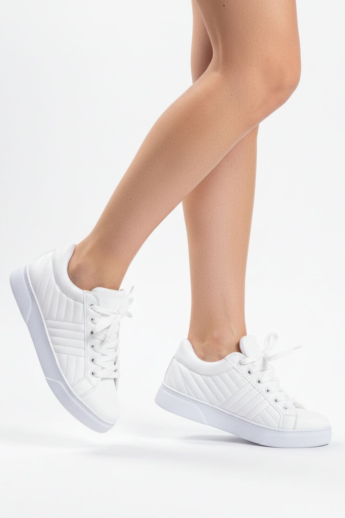 Linz Beyaz Suni Deri Kadın Spor Ayakkabı