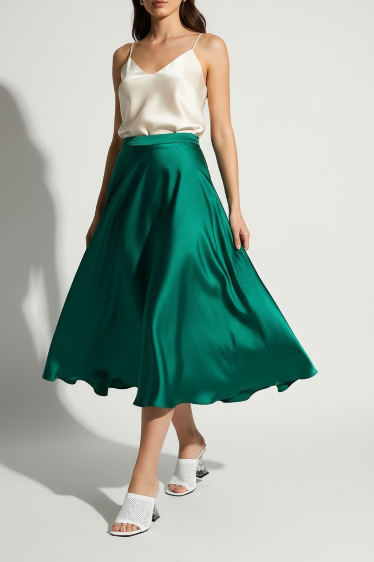 Akva Kadın Beyaz Şeffaf Topuklu Terlik