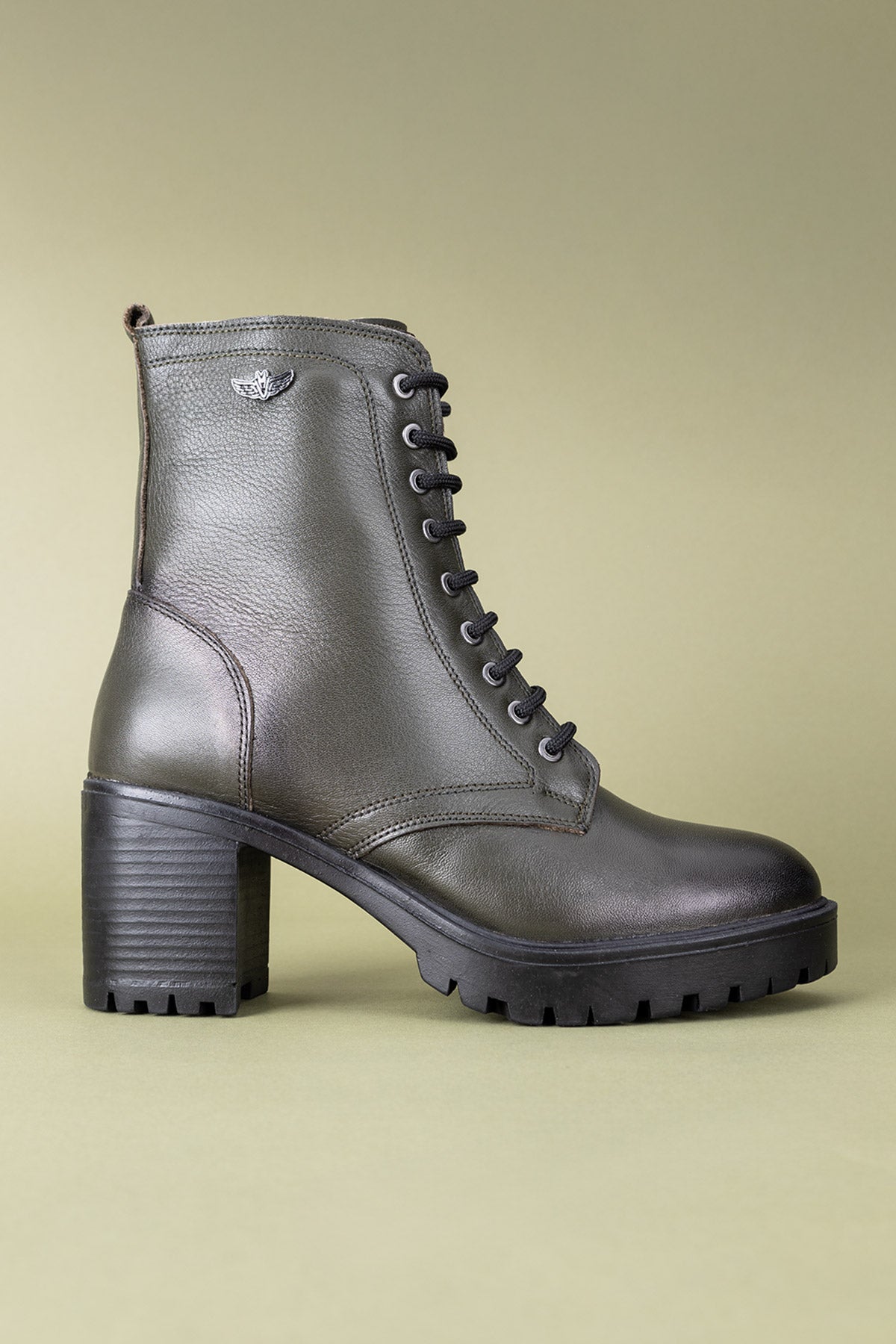 Galsu Kadın Hakiki Deri Yeşil Kalın Topuklu Bot