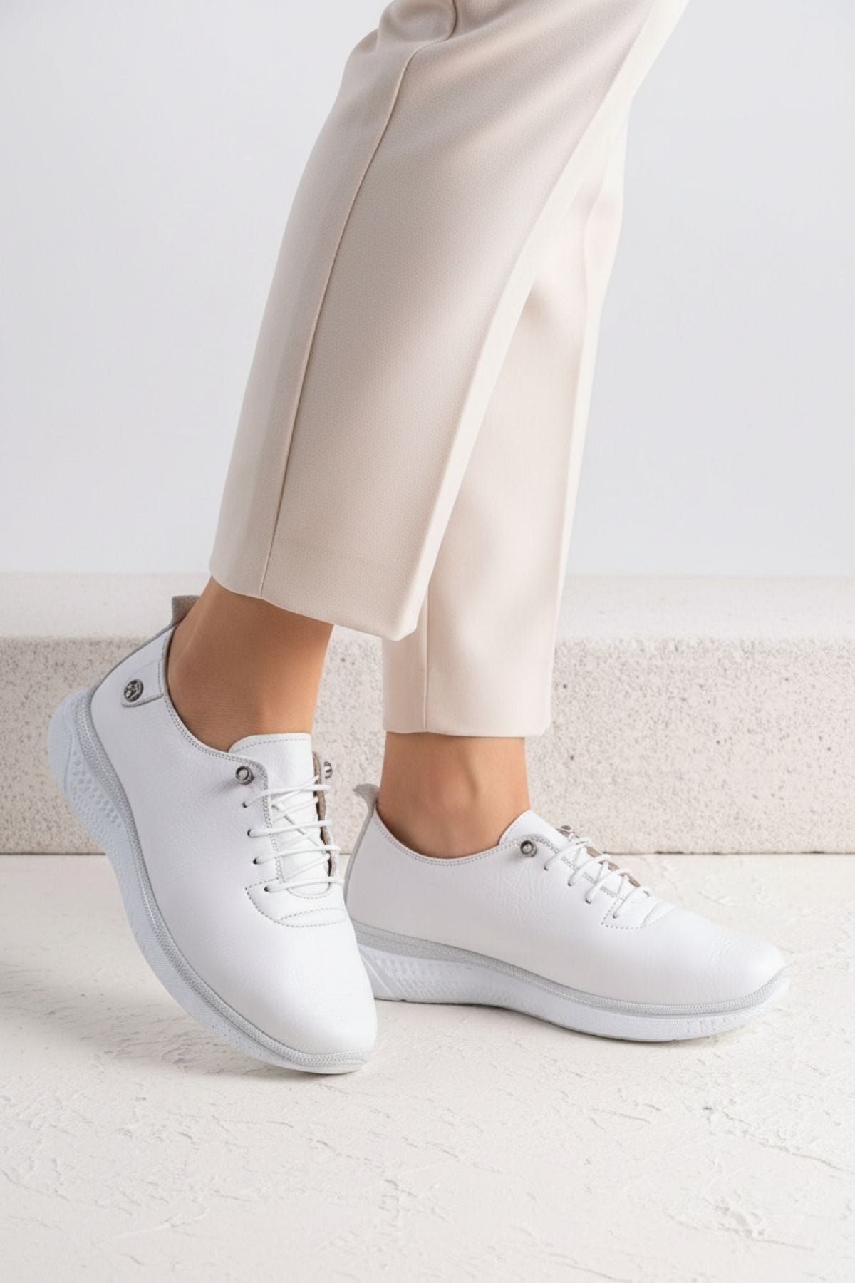 Leroy Beyaz Hakiki Beyaz Deri Kadın Ayakkabı