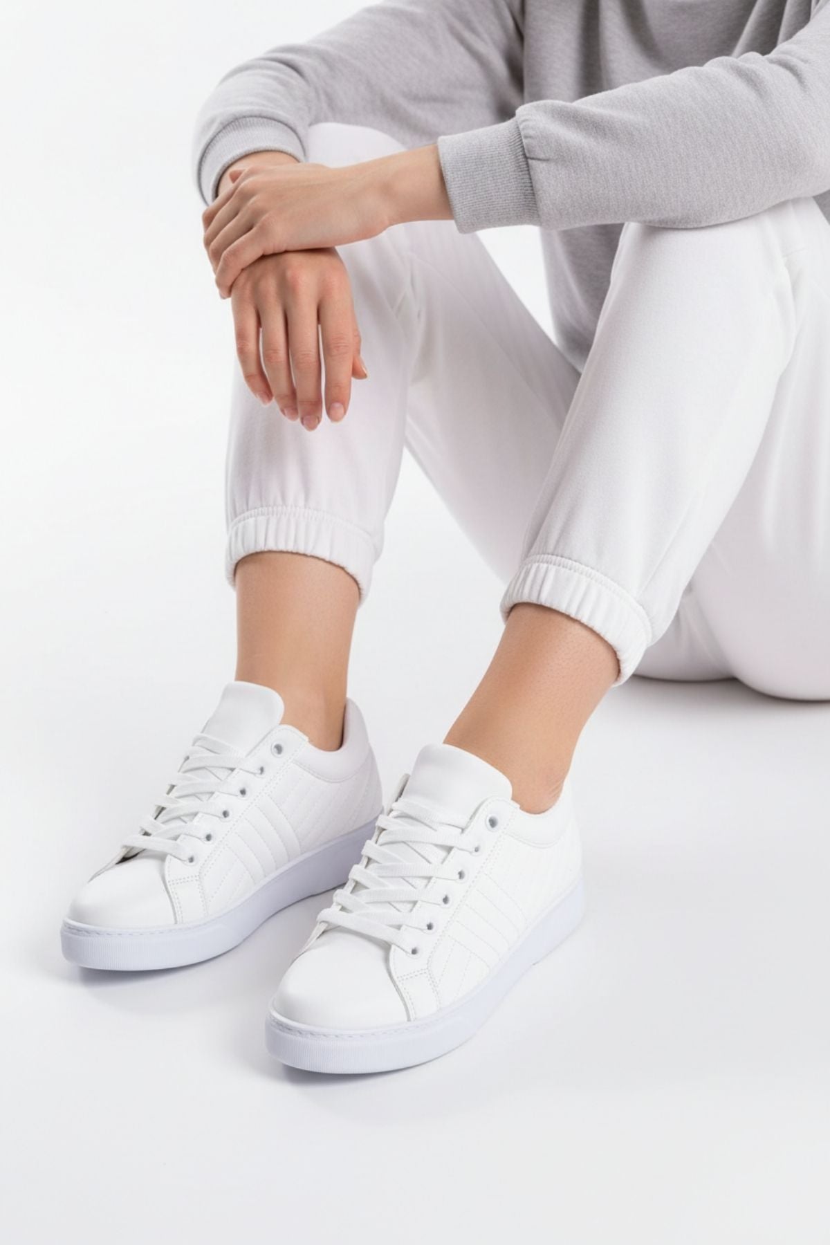 Linz Beyaz Suni Deri Kadın Spor Ayakkabı