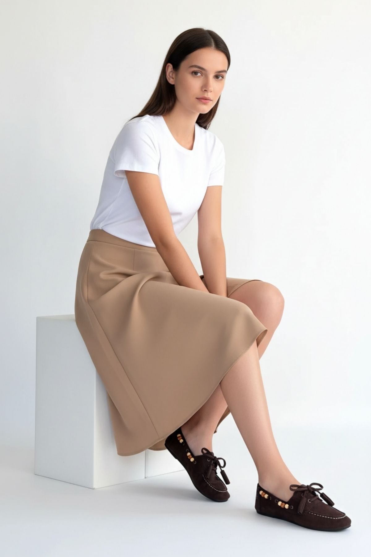 Elora Kadın Kahve Süet Boncuk Detaylı Babet