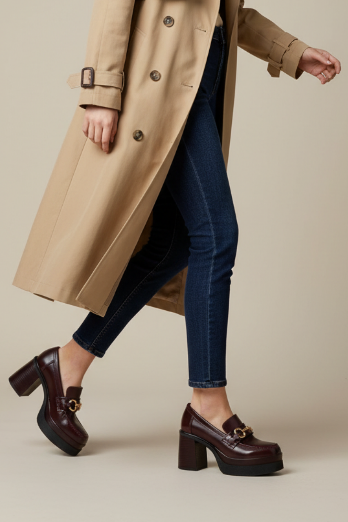 Janset Kadın Bordo Topuklu Loafer Ayakkabı