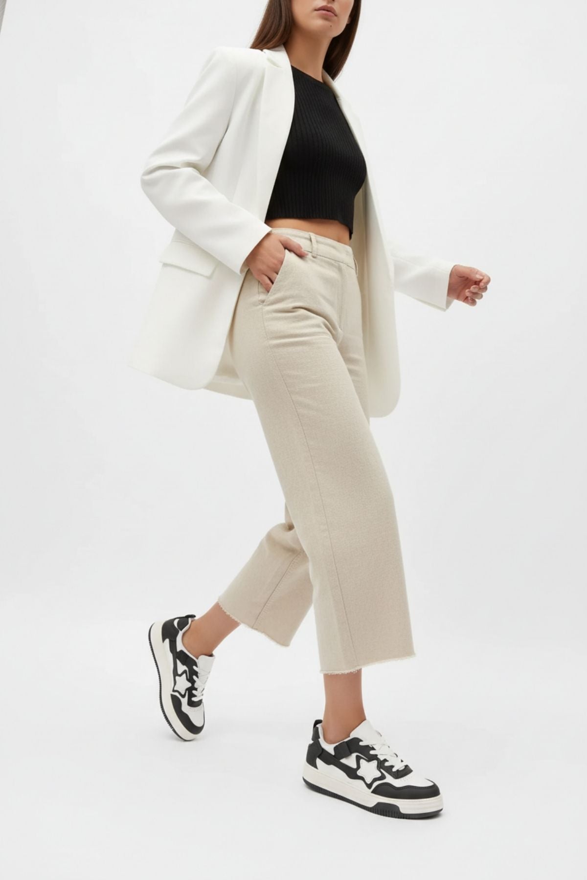 Belyan Kadın Siyah Beyaz Spor Ayakkabı