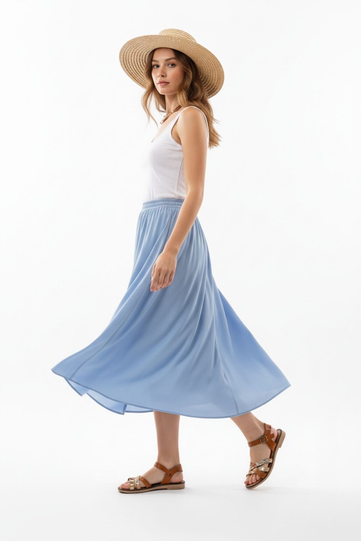 Camerus Taba Garni Hakiki Deri Kadın Sandalet