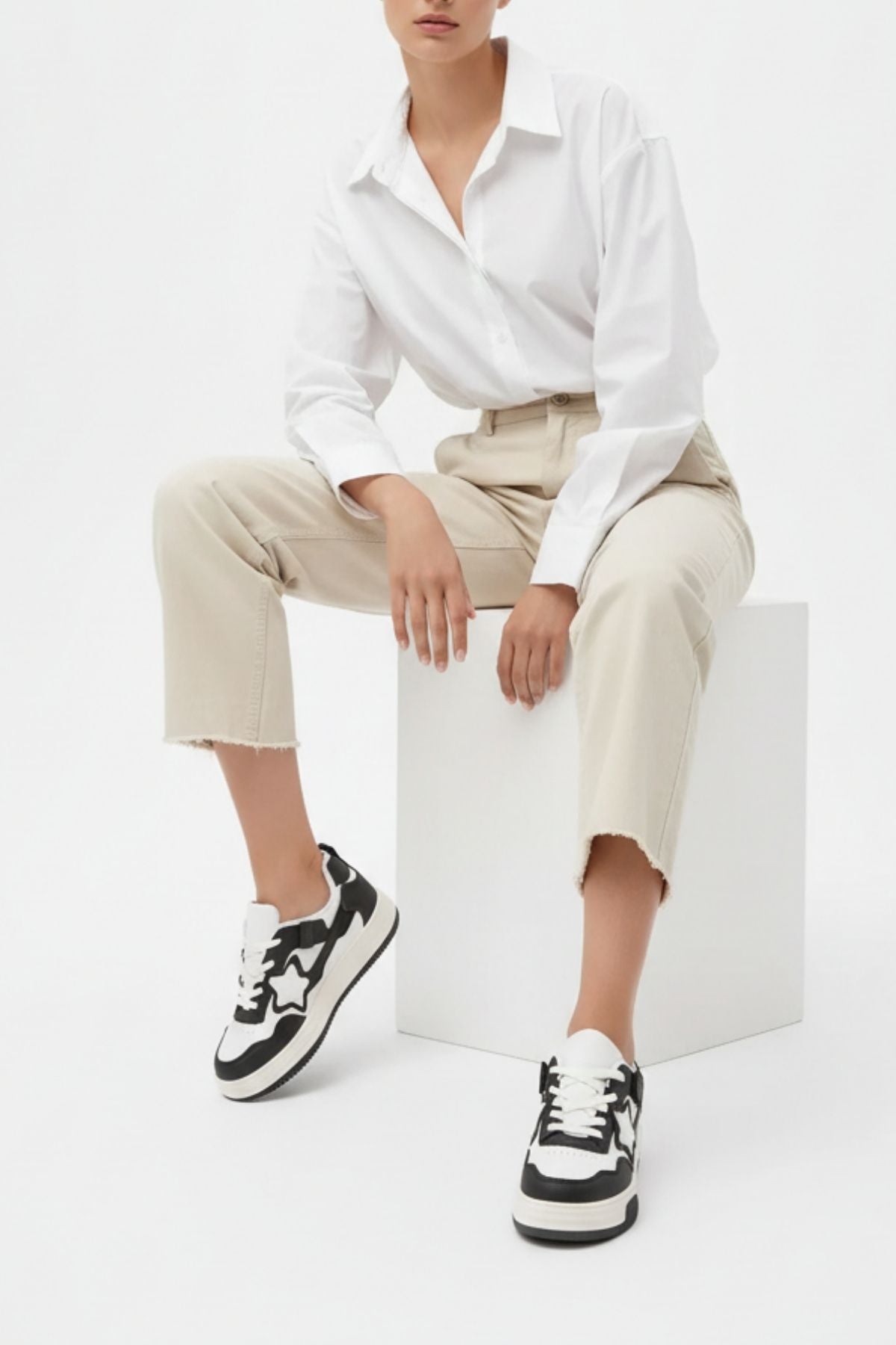 Belyan Kadın Siyah Beyaz Spor Ayakkabı