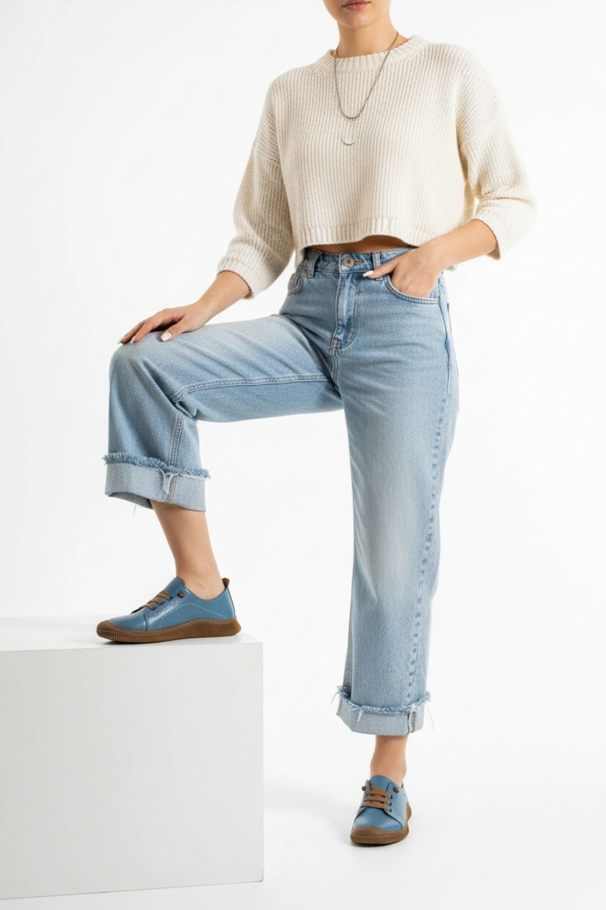 Preko Kadın Hakiki Deri Koyu Mavi Günlük Ayakkabı