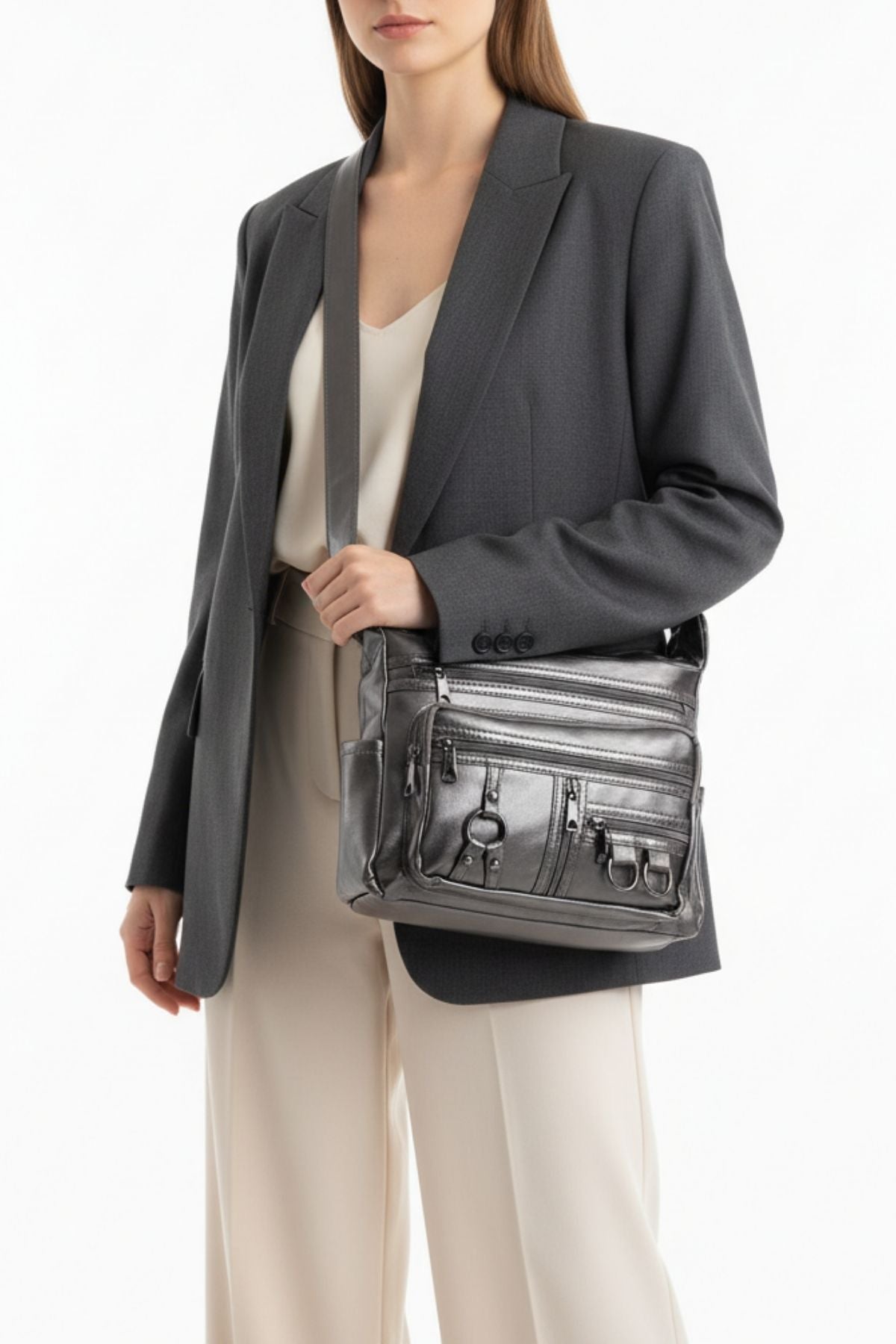 Koven Yıkama Deri Çapraz Askılı Çanta