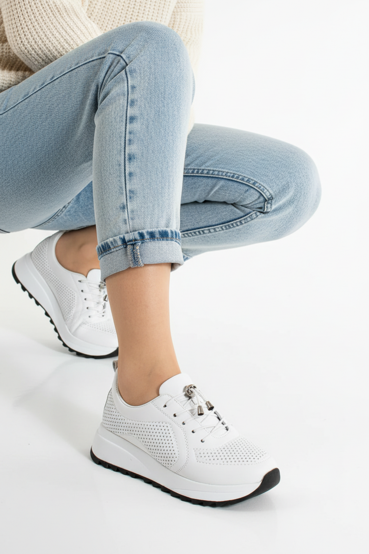 Bacha Kadın Hakiki Deri Beyaz Spor Ayakkabı