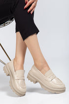 Renesa Bej Yanki Yüksek Tabanlı Loafer Ayakkabı