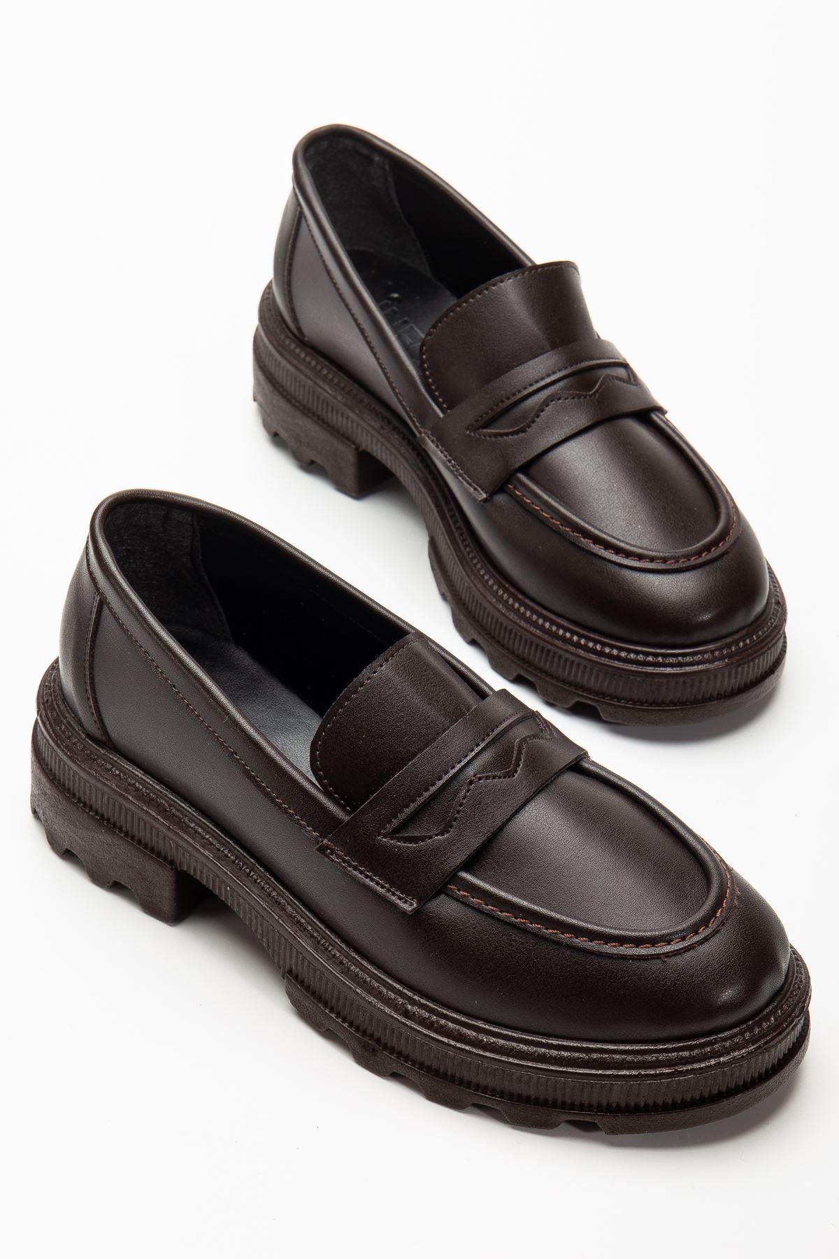 Renesa Kahve Yüksek Tabanlı Loafer Ayakkabı