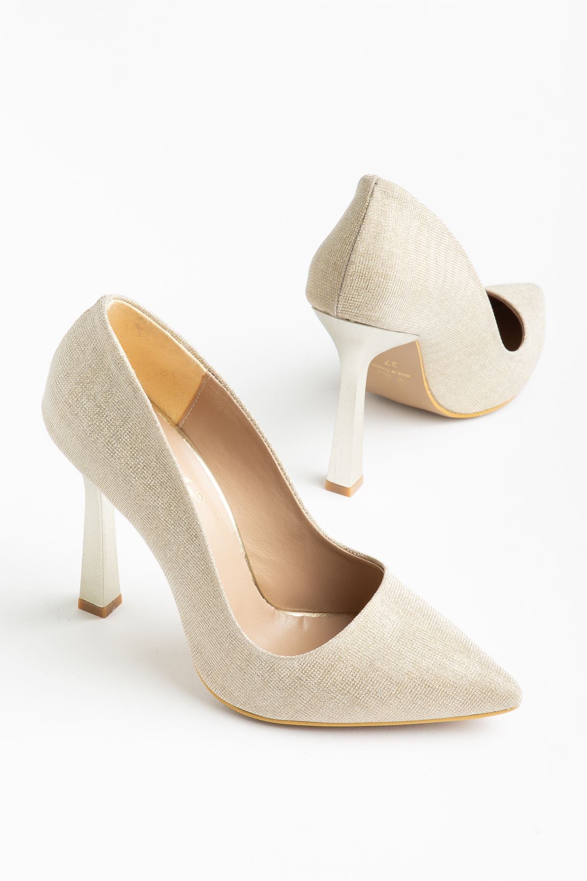 Elmery Altın Palermo Kadın Topuklu Stiletto Ayakkabı