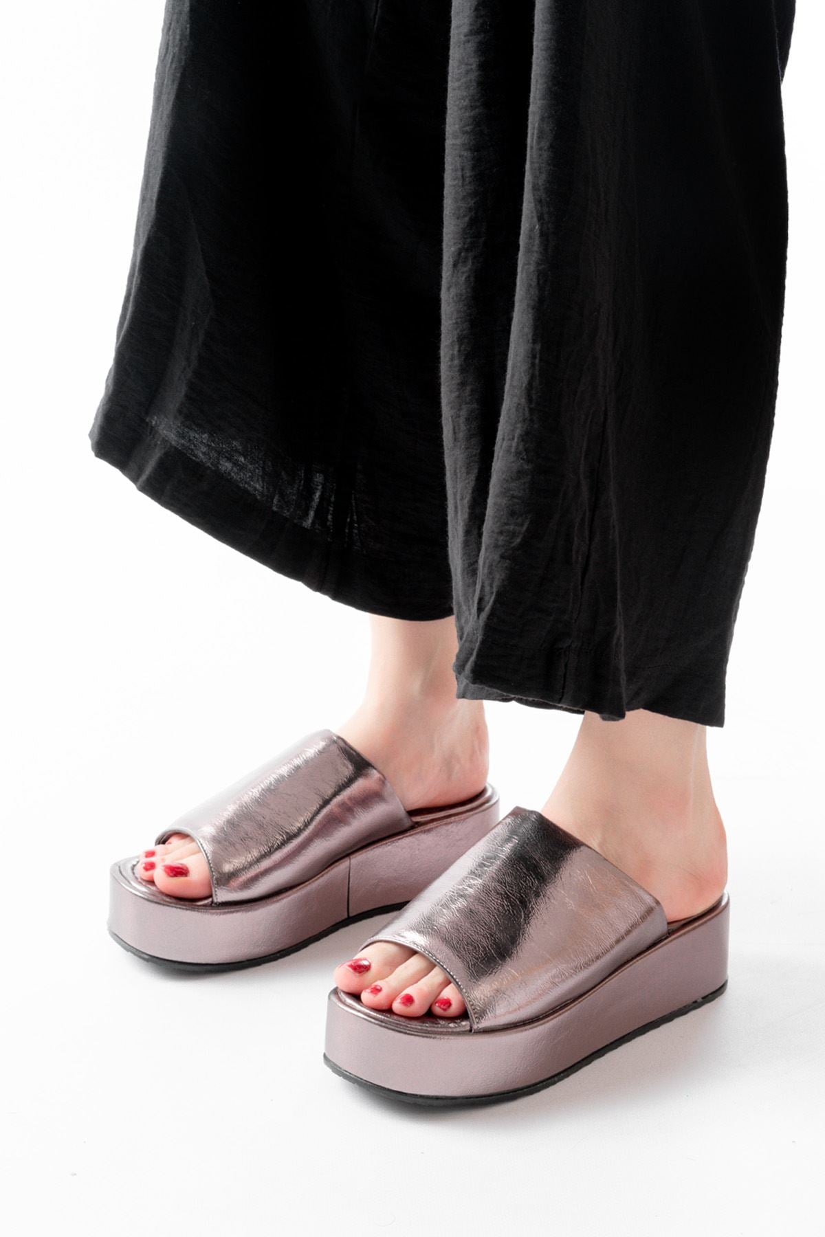 Melusa Kadın Rose Cam Kırığı Dolgu Topuk Terlik