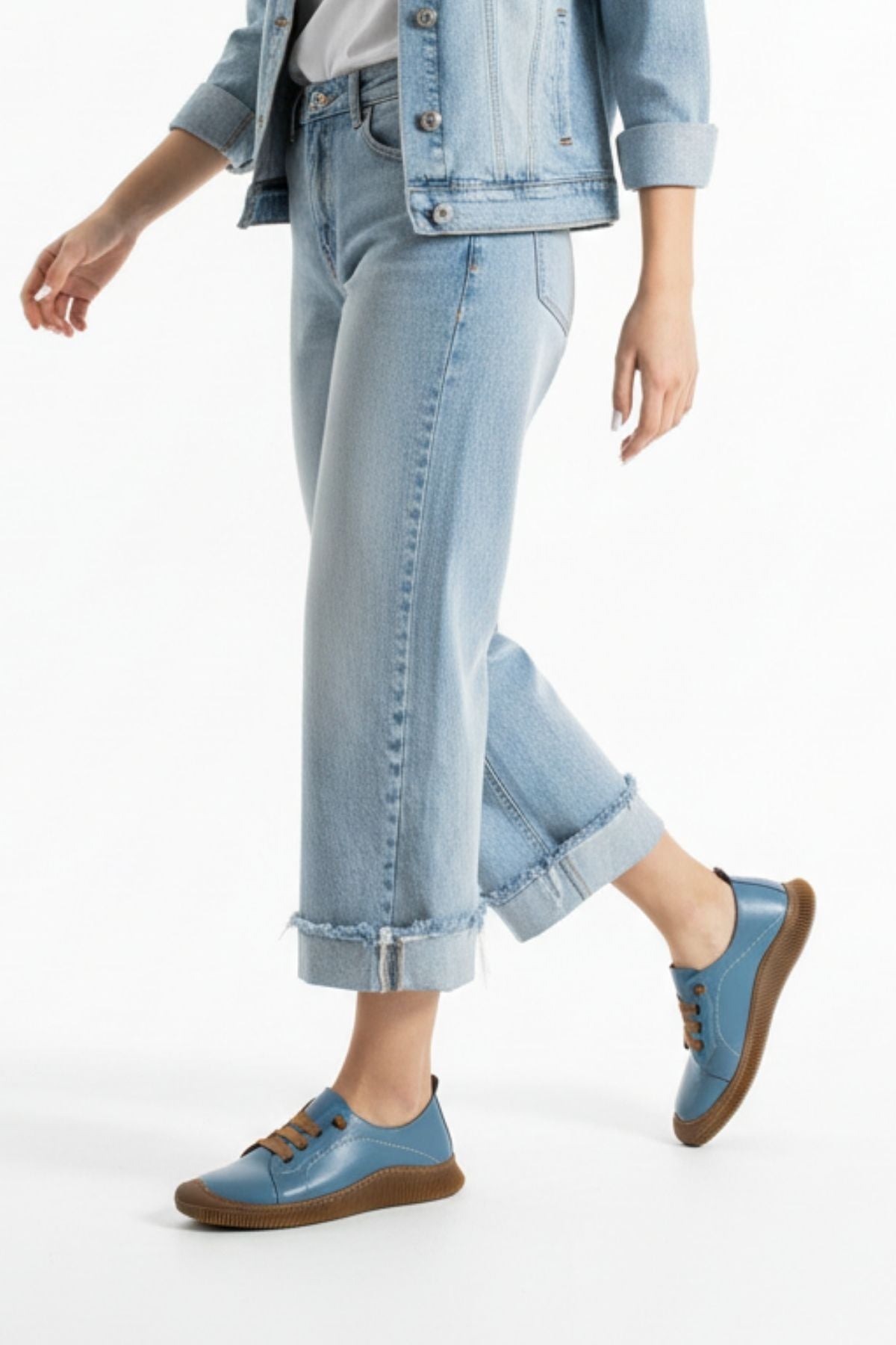 Preko Kadın Hakiki Deri Koyu Mavi Günlük Ayakkabı