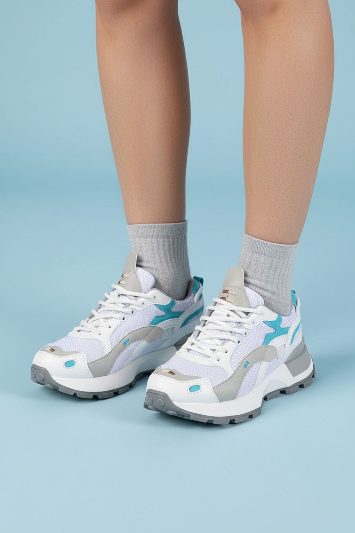 Luther Kadın Triko Desenli Beyaz Multi Spor Ayakkabı