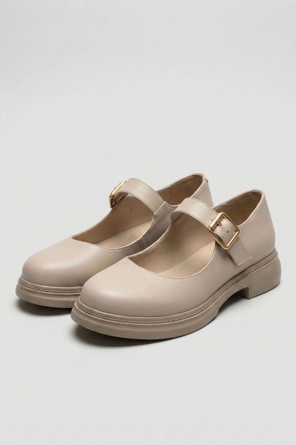 Yokox Kadın Bej Tokalı Oxford Ayakkabı