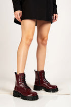 Belcan Bordo Rugan Bağcıklı Fermuarlı Kadın Bot