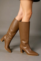 Roksa Acı Kahve Kadın Topuklu Çizme