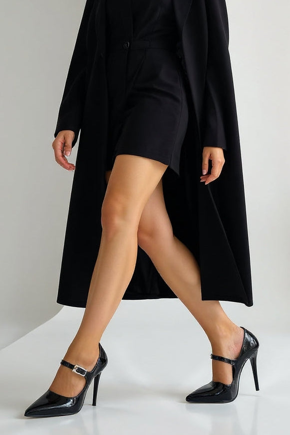 Tiej Kadın Siyah Rugan Stiletto Topuklu Ayakkabı