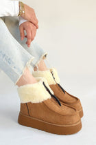 Zinya Kadın Taba İçi Kürklü Önden Fermuarlı Süet Bot