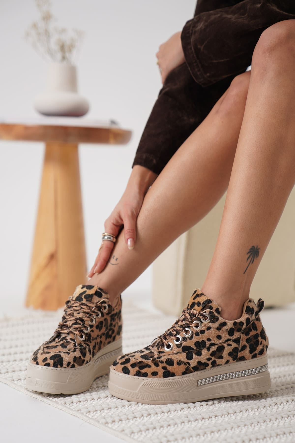 Alice Kadın Leopar Gizli Topuk Spor Ayakkabı