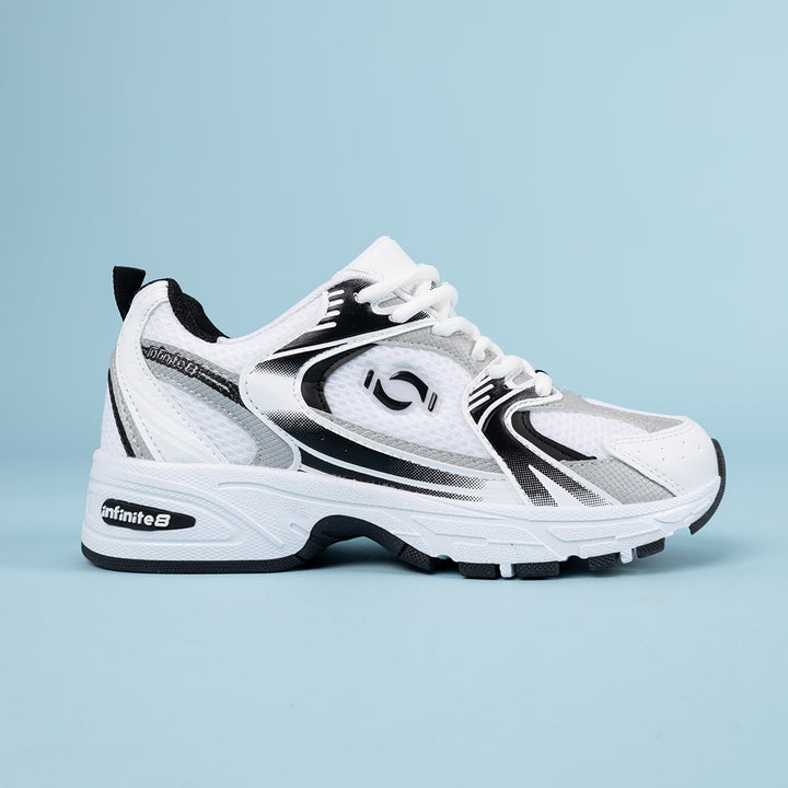 Argento Kadın Triko Desen Beyaz Siyah Spor Ayakkabı