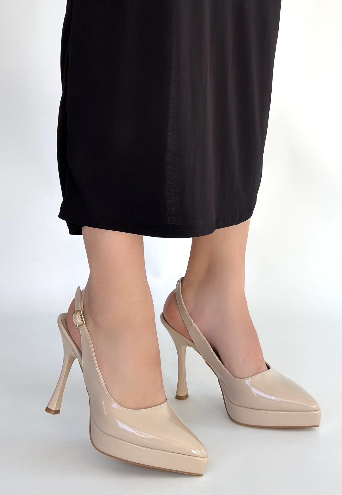 Arim Kadın Bej Rugan Platform Topuklu Ayakkabı