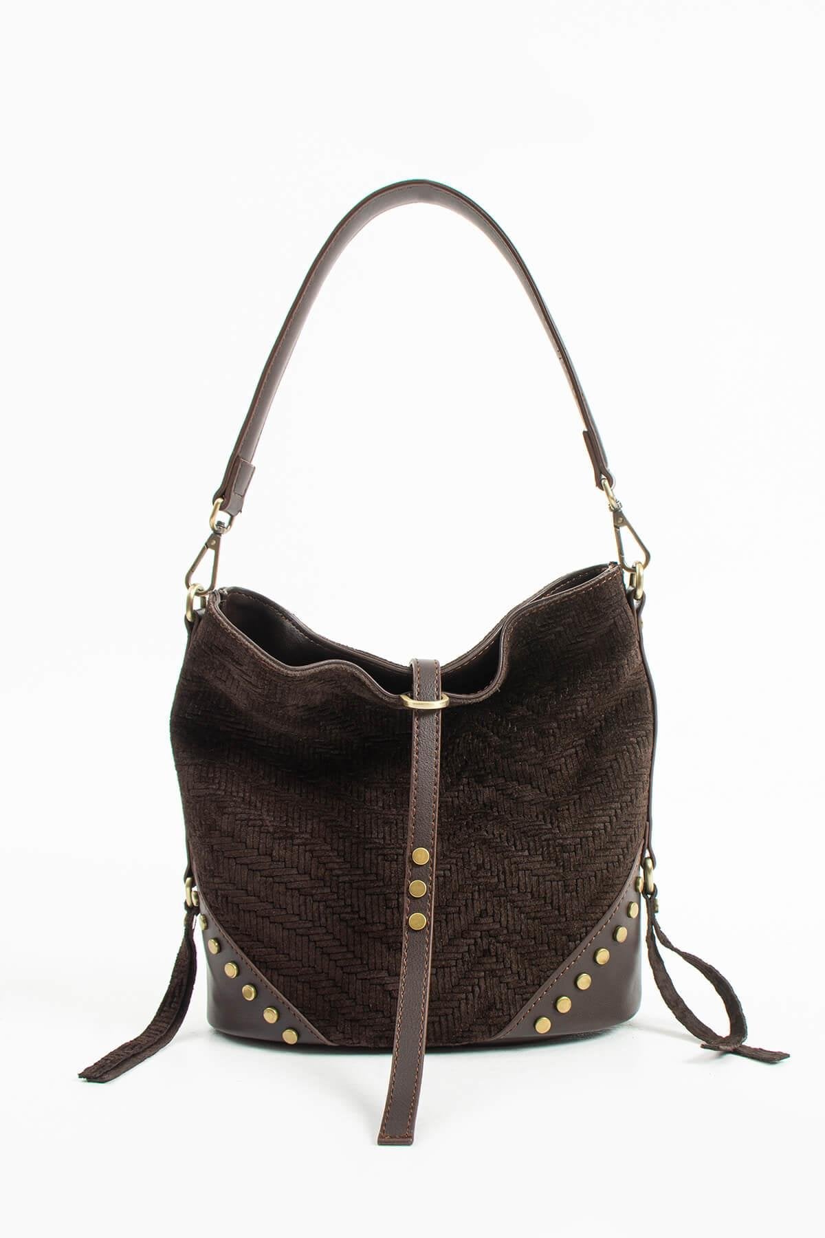 ATHERYA Hakiki Süet Deri Kadın Omuz Çantası