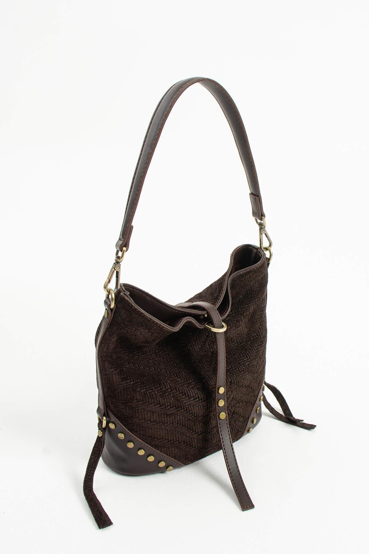 ATHERYA Hakiki Süet Deri Kadın Omuz Çantası