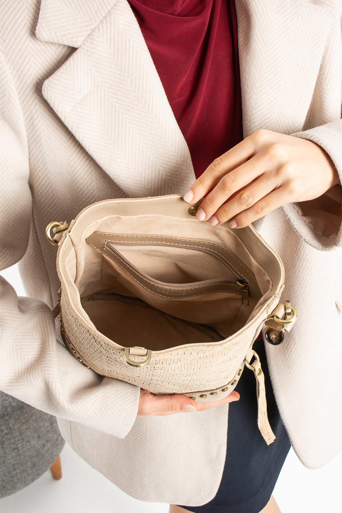 ATHERYA Hakiki Süet Deri Kadın Omuz Çantası