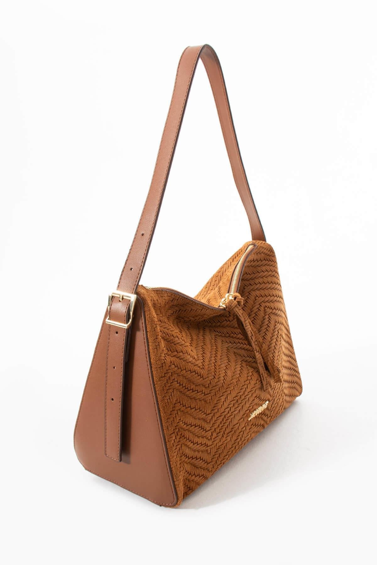 AURENYA Hakiki Süet Deri Kadın Omuz Çantası