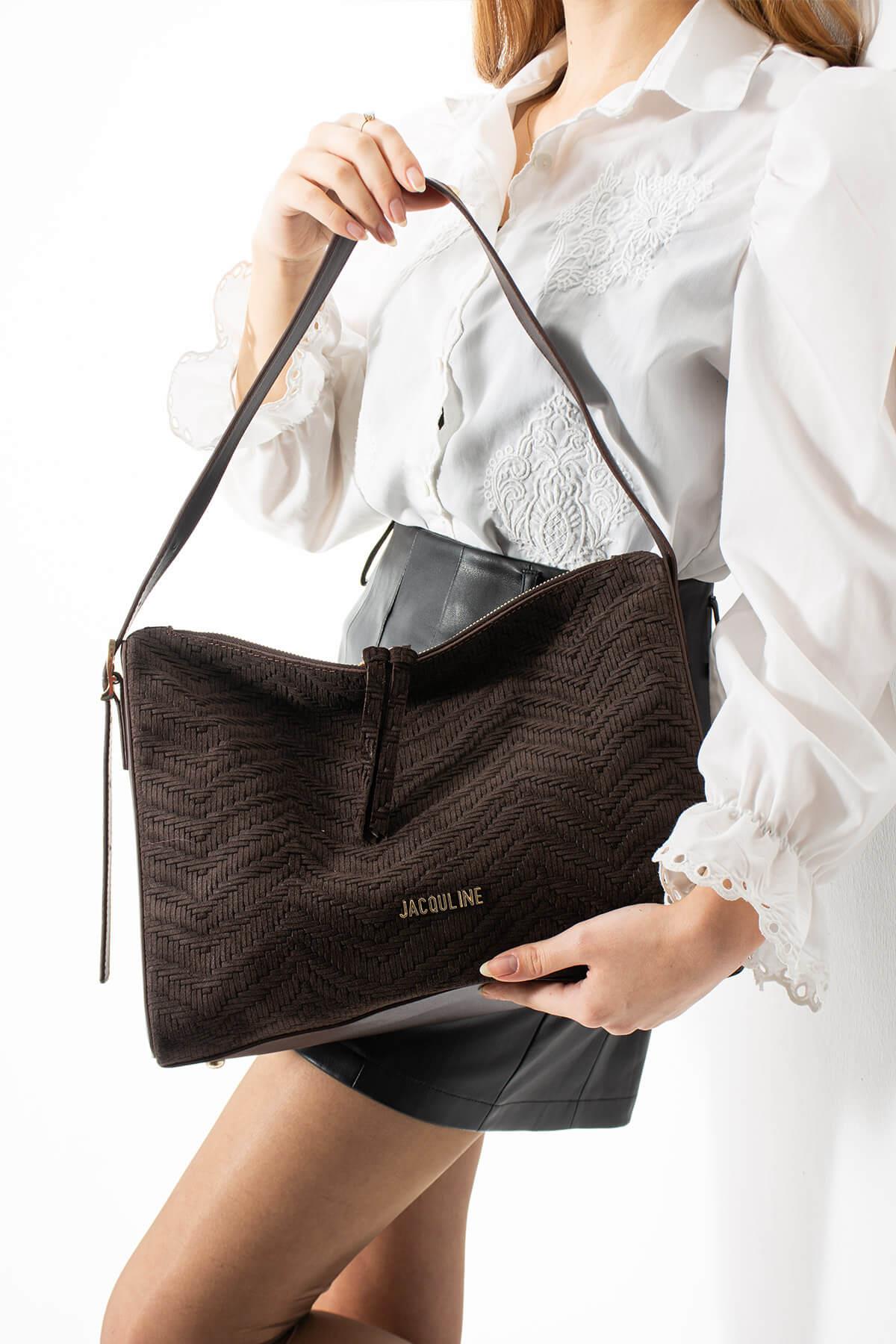 AURENYA Hakiki Süet Deri Kadın Omuz Çantası