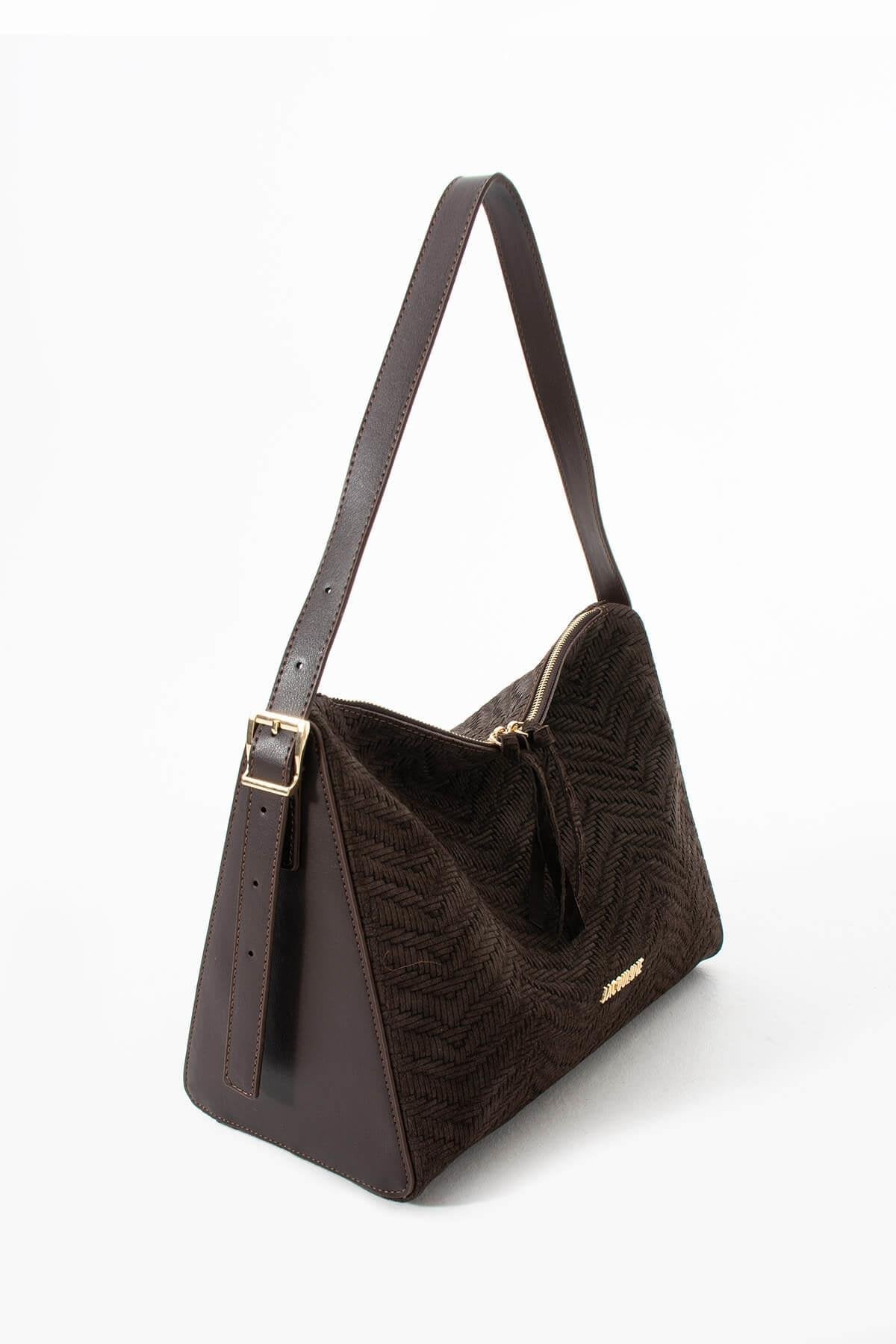 AURENYA Hakiki Süet Deri Kadın Omuz Çantası