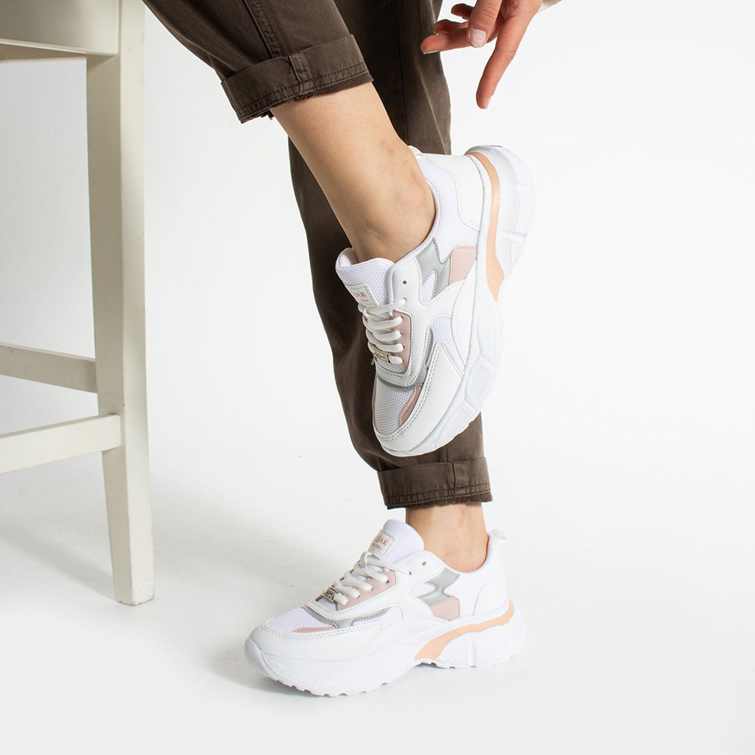 Babel Kadın Beyaz Mavi Pudra Günlük Spor Ayakkabı