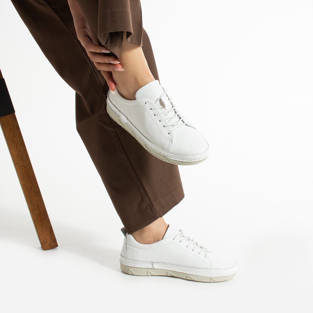 Banas Kadın Hakiki Deri Beyaz Günlük Ayakkabı