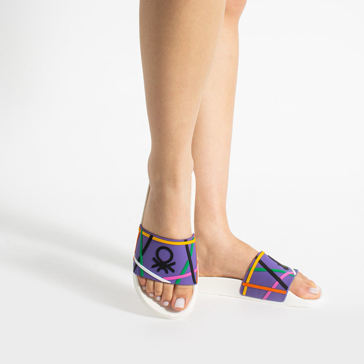 Benetton Dosty Kadın Beyaz Mor Terlik BN-1438