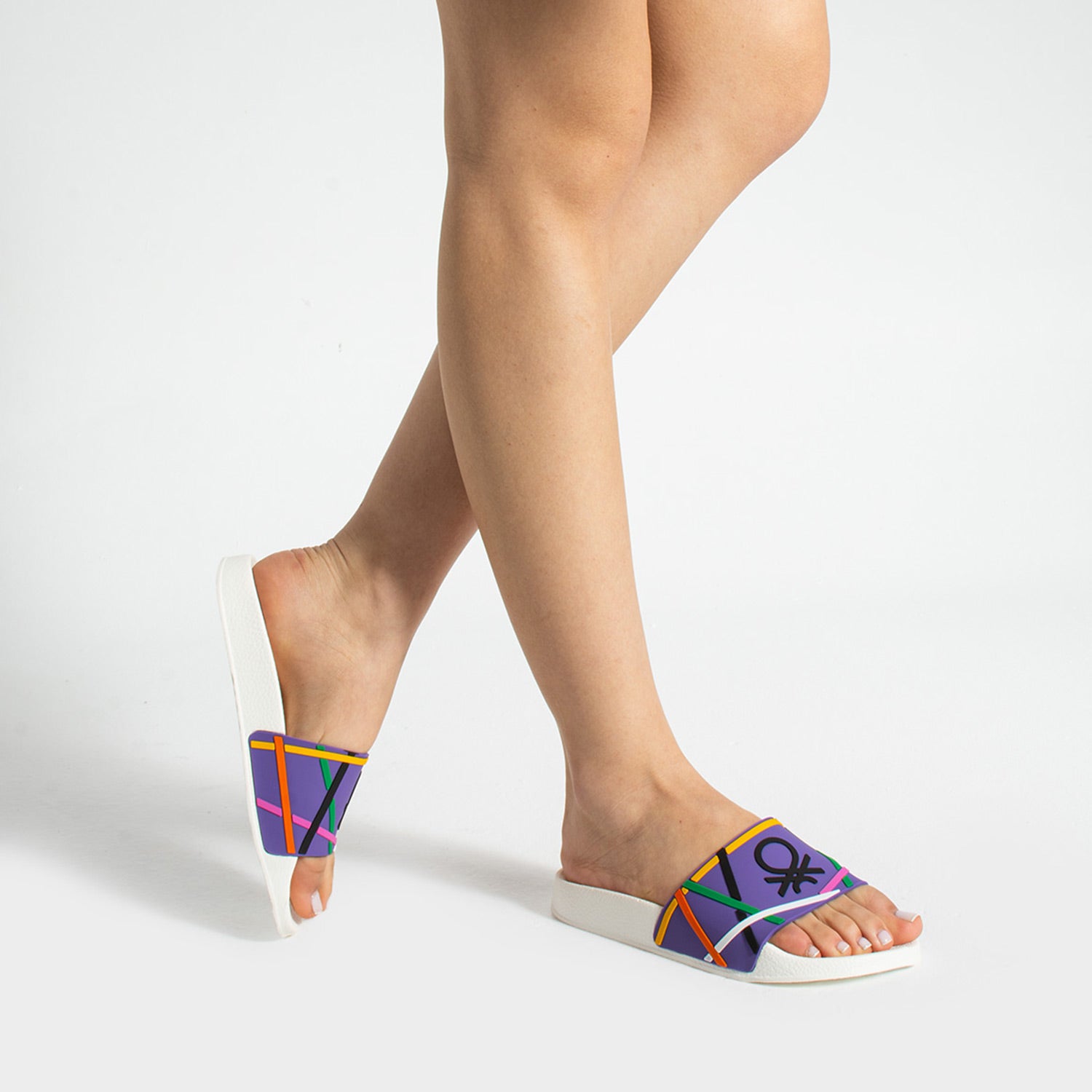 Benetton Dosty Kadın Beyaz Mor Terlik BN-1438