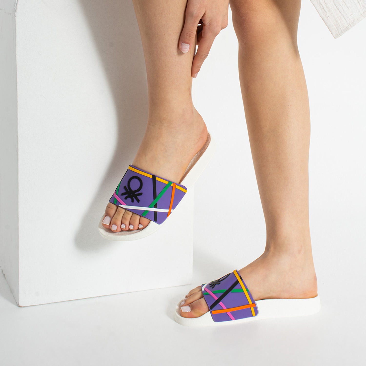 Benetton Dosty Kadın Beyaz Mor Terlik BN-1438