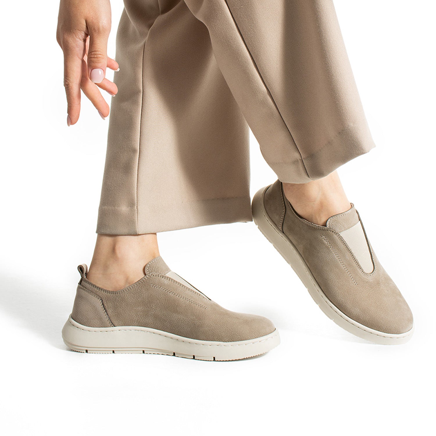 Brenner Kadın Hakiki Deri Bej Nubuk Kadın Günlük Ayakkabı