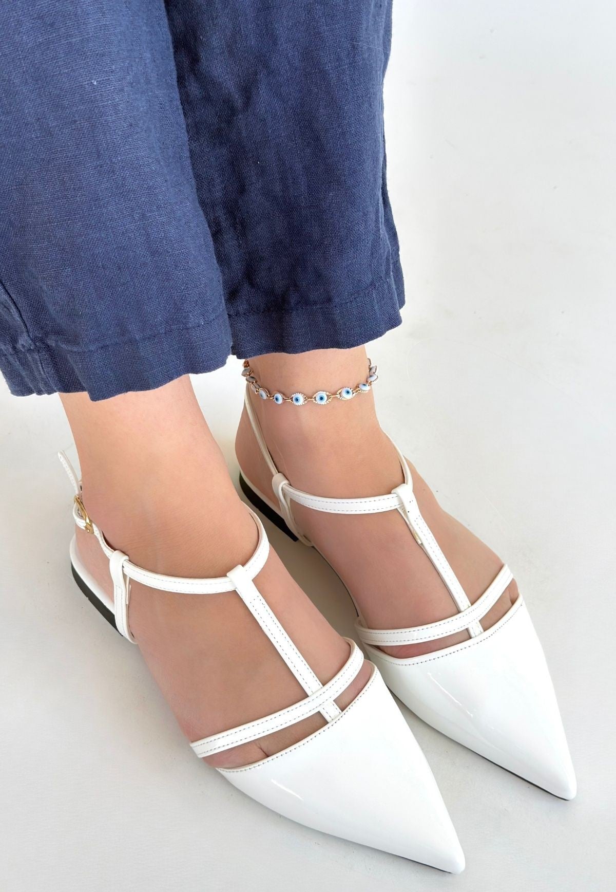 Canca Kadın Beyaz Rugan Babet Ayakkabı