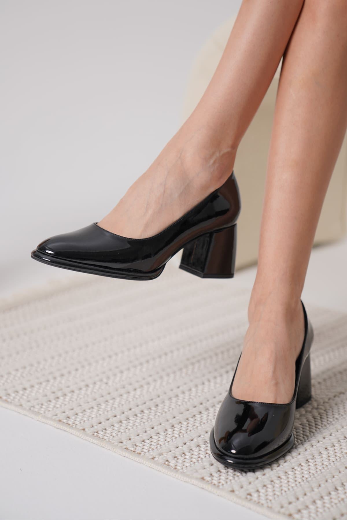 Candie Siyah Rugan Kadın Stiletto Ayakkabı