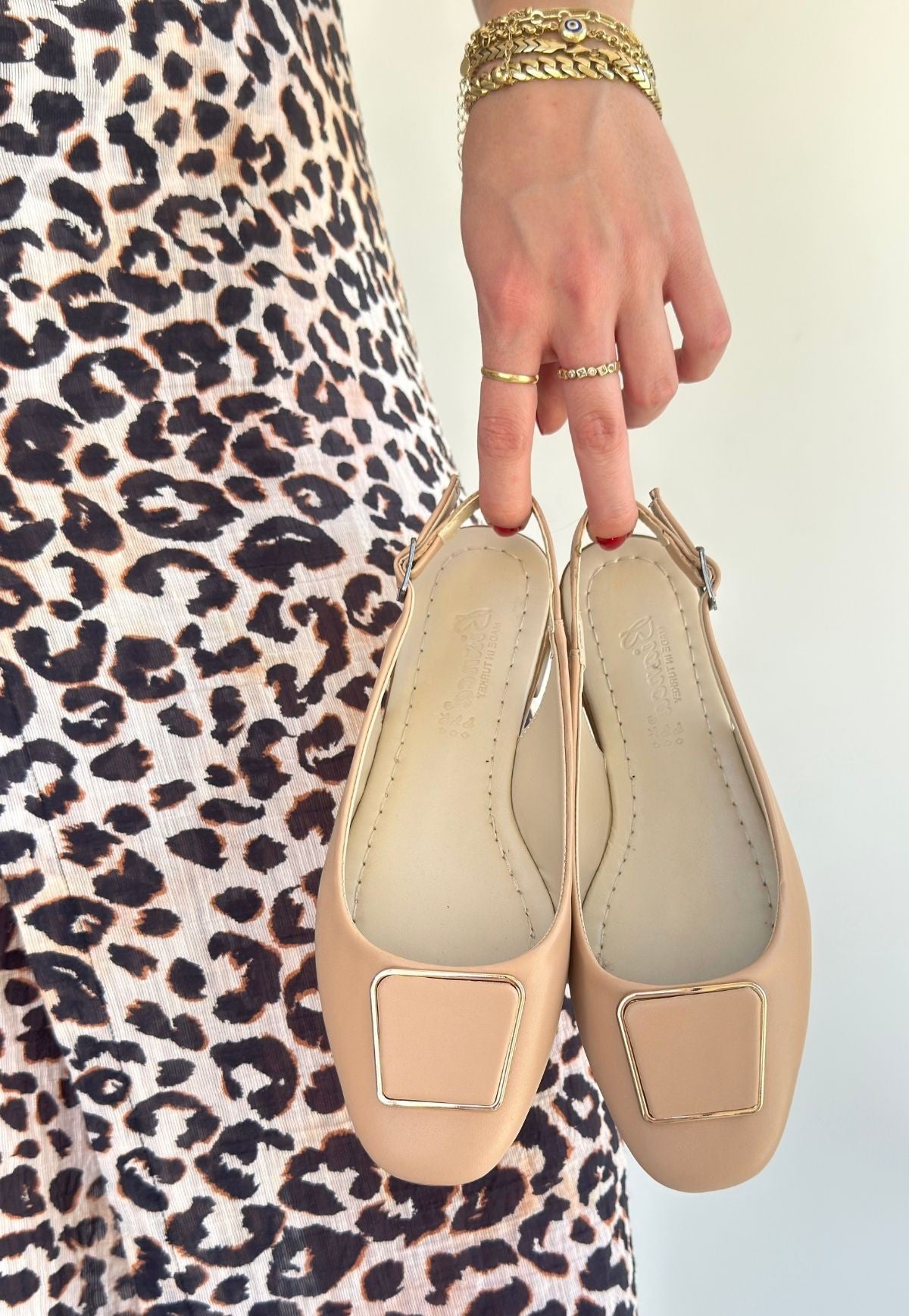 Canka Kadın Nude Kare Tokalı Babet Ayakkabı