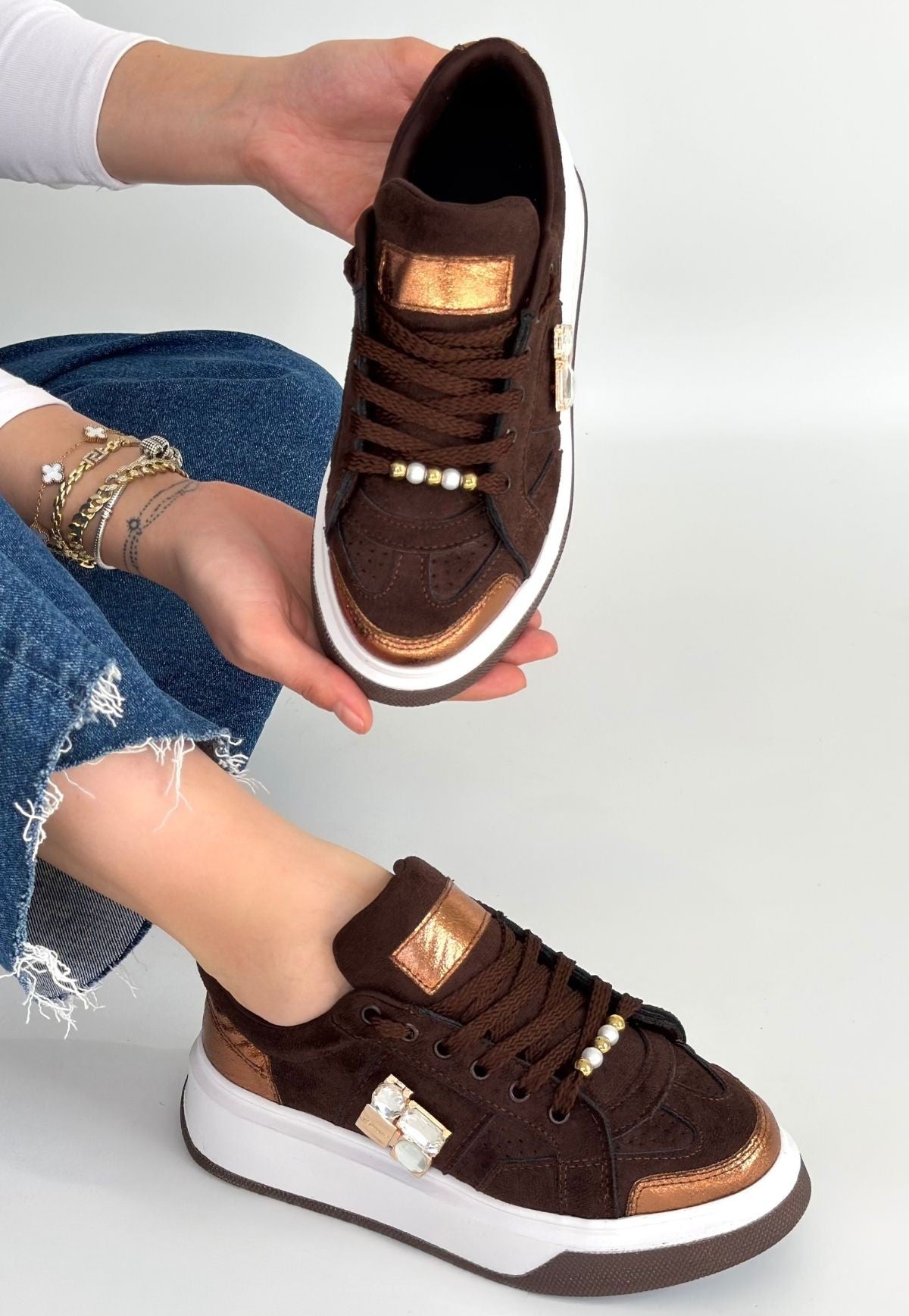 Ceans Kadın Kahverengi Süet Bağcıklı Spor Ayakkabı