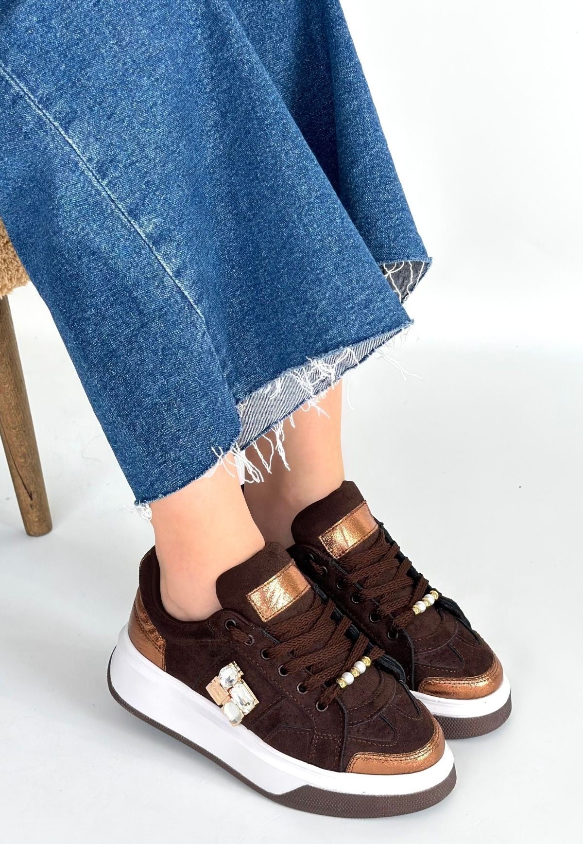 Ceans Kadın Kahverengi Süet Bağcıklı Spor Ayakkabı