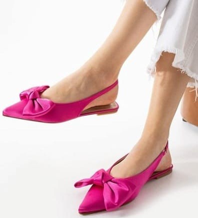 Cenya Kadın Fuşya Saten Babet Ayakkabı