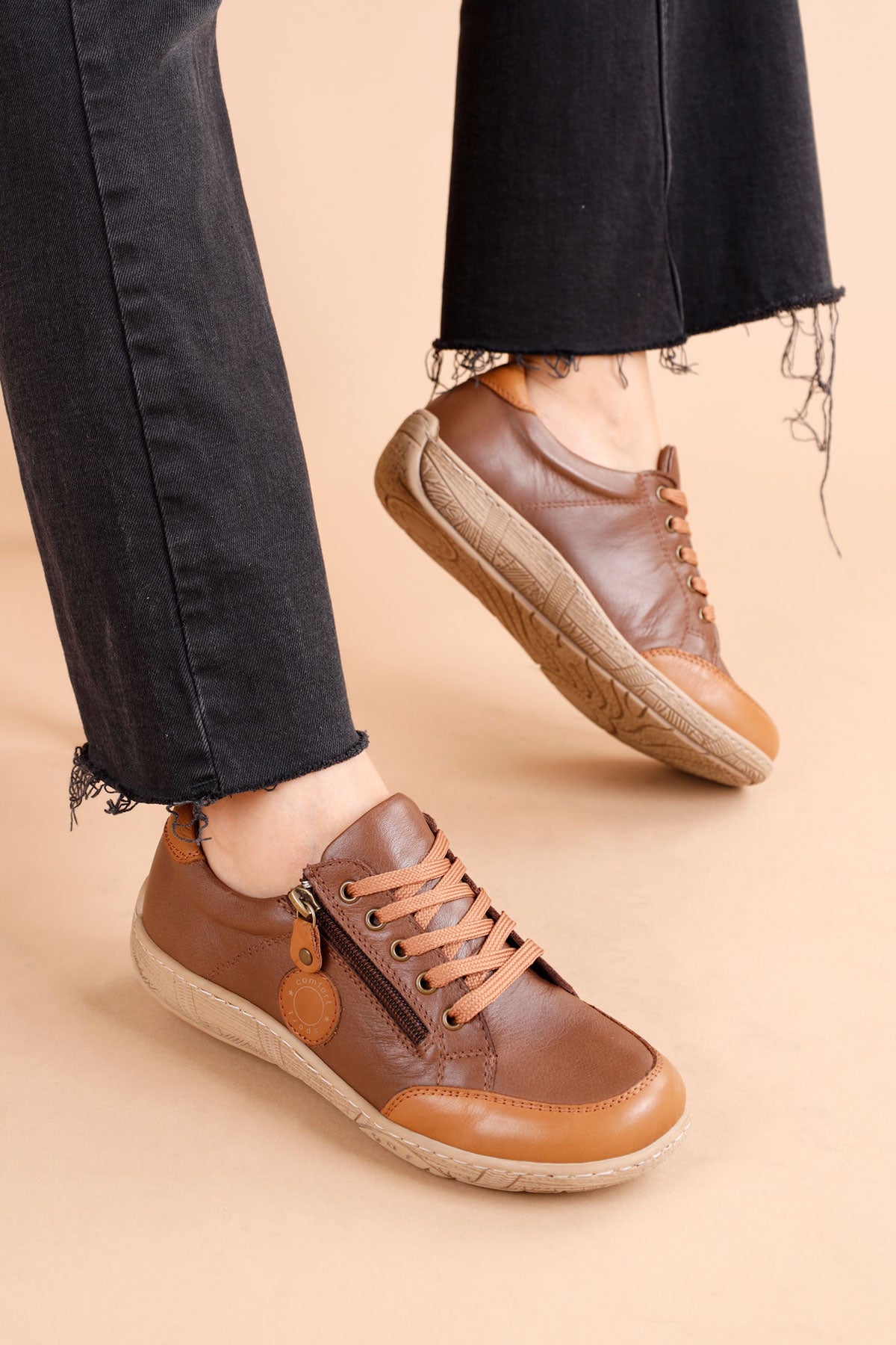 Cosmina Kadın Hakiki Deri Kahve Taba Günlük Ayakkabı