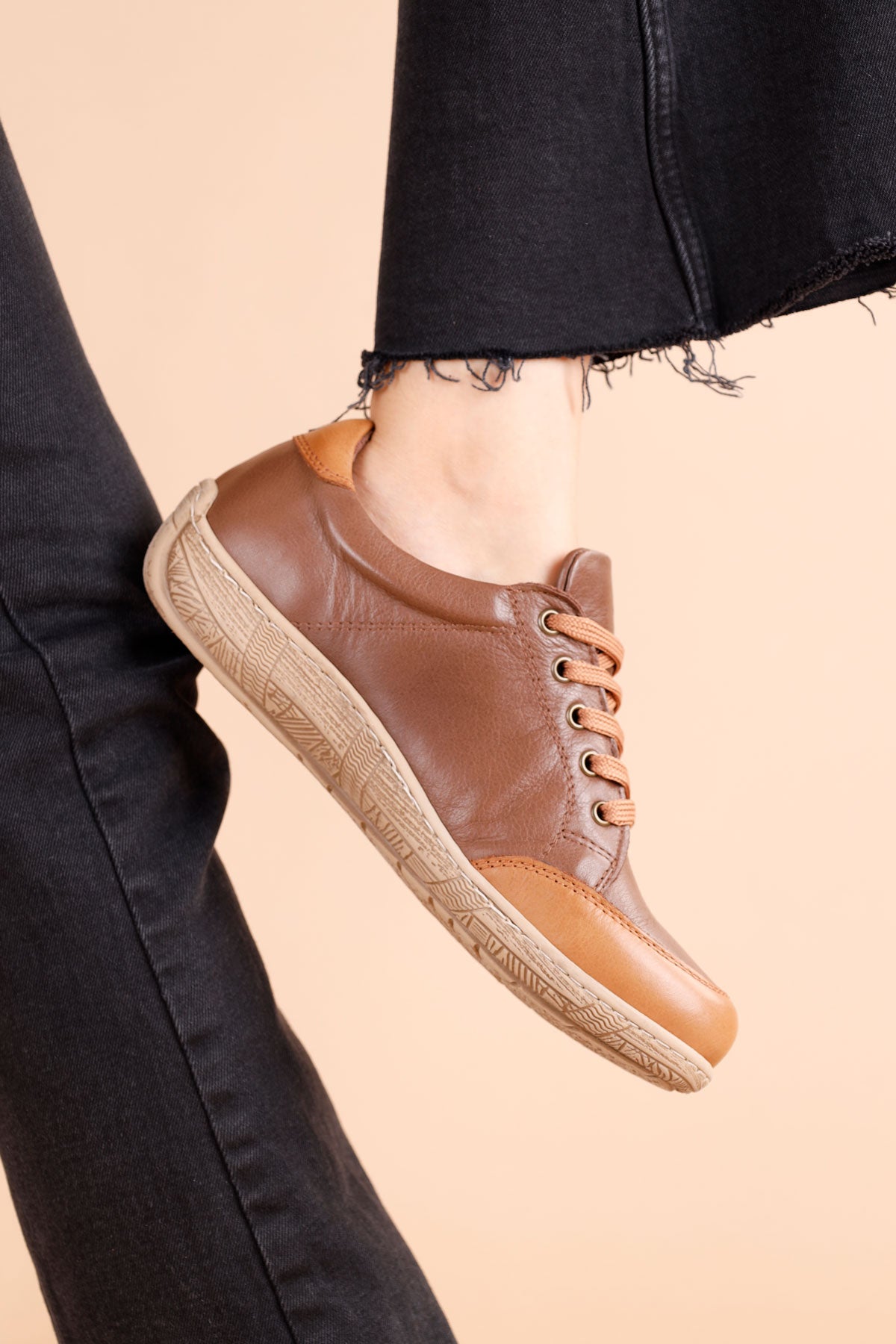 Cosmina Kadın Hakiki Deri Kahve Taba Günlük Ayakkabı